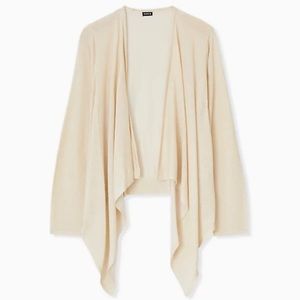 NWT TORRID IVORY SHIMMER OPEN STITCH DRAPE FRONT CARDIGAN